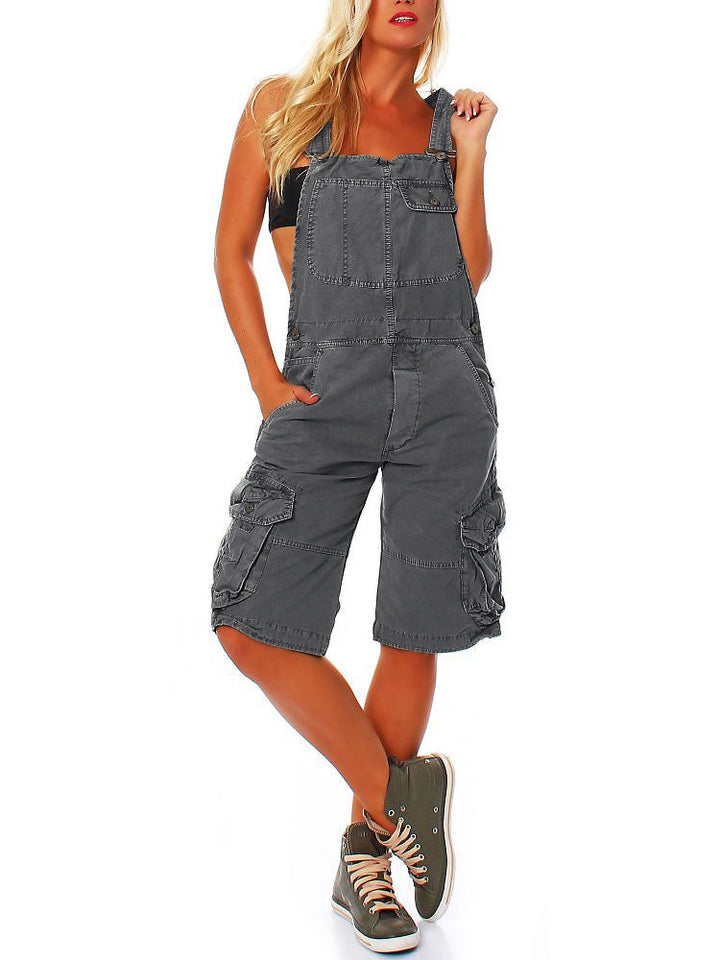 Women's Cargo Overall Shorts Dark Gray