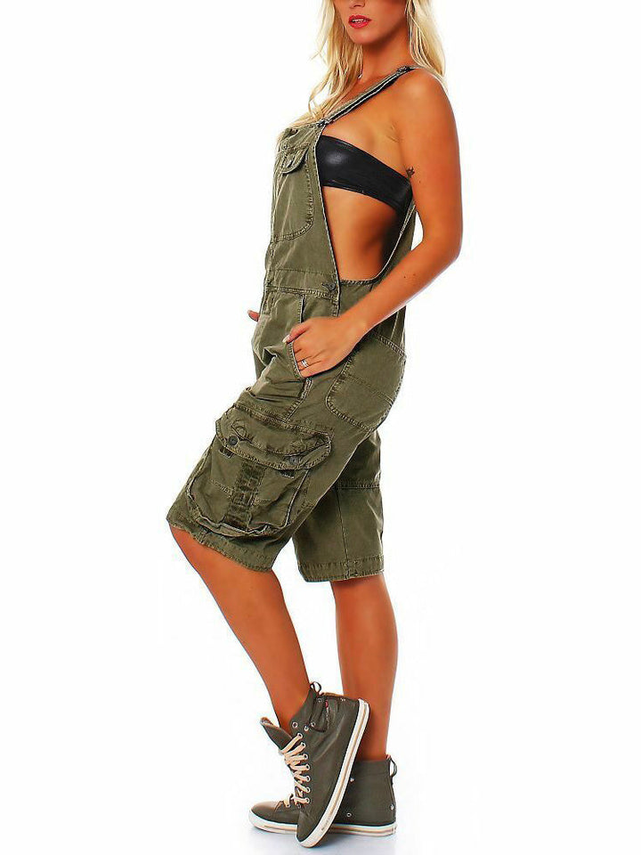Women's Cargo Overall Shorts Army Green