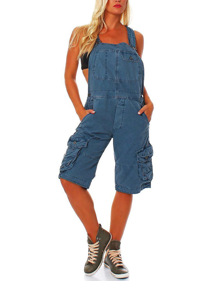 Women's Cargo Overall Shorts Blue