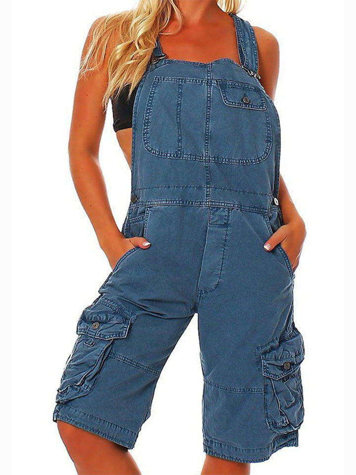 Women's Cargo Overall Shorts Blue