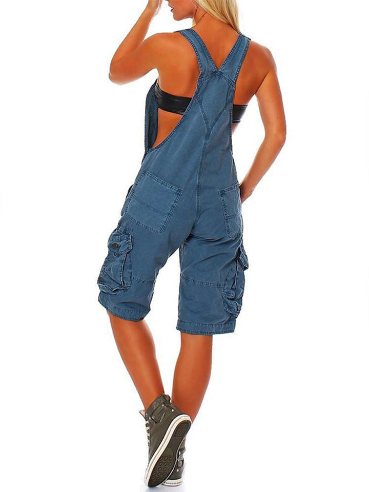 Women's Cargo Overall Shorts Blue