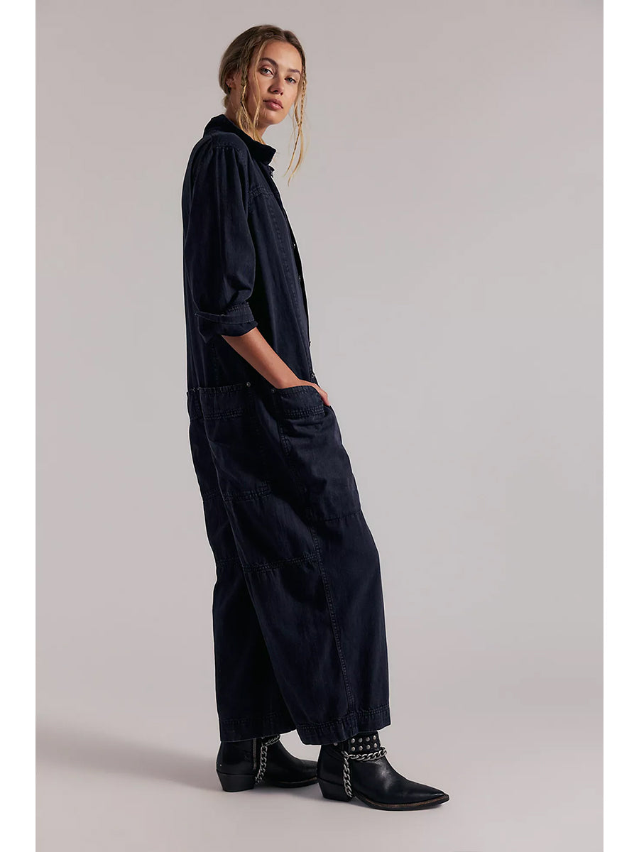 Jumpsuit de Mezclilla de Pierna Ancha con Bolsillos Utilitarios para Mujer
