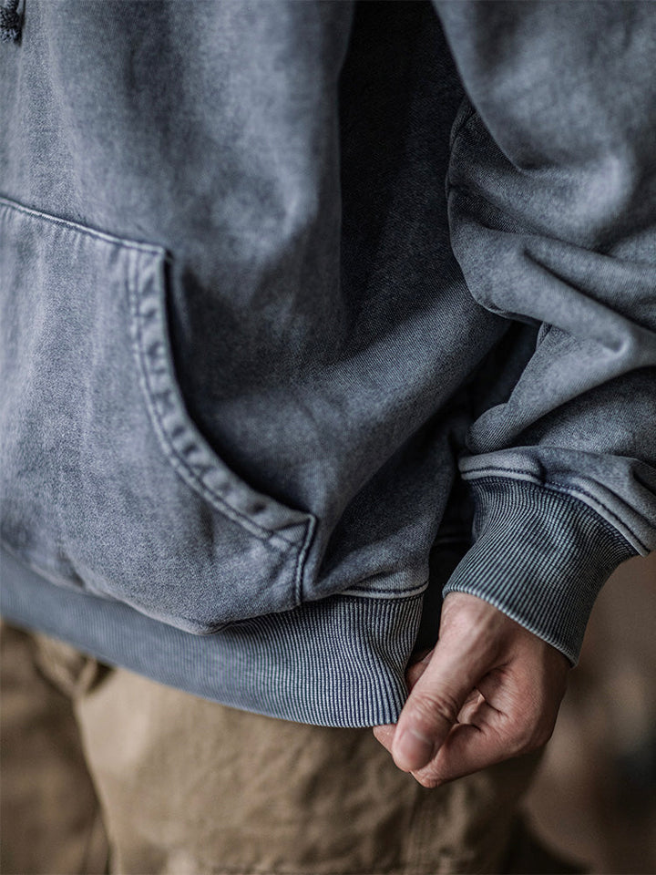 Sudadera oversize con capucha lavada de 14.5 oz para hombre