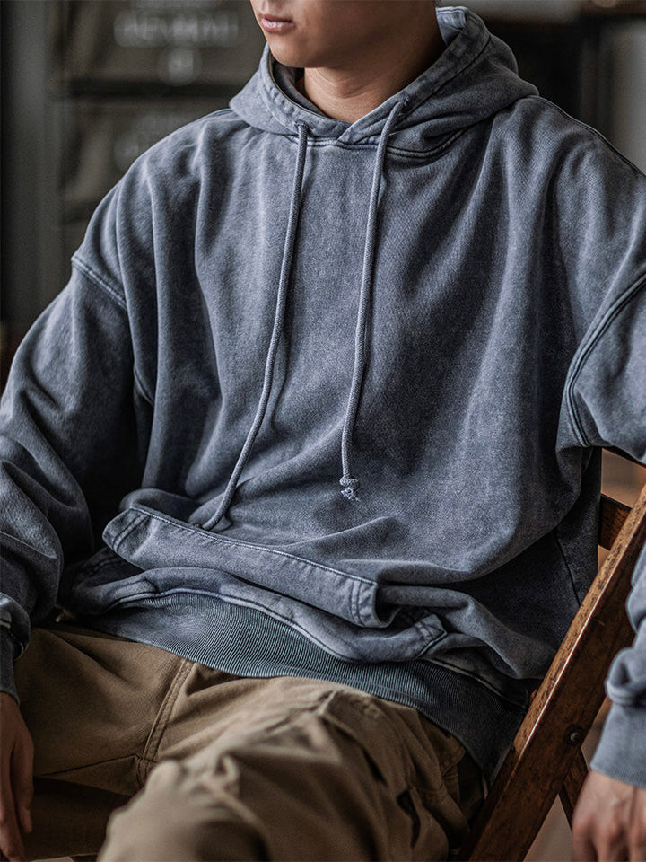 Sudadera oversize con capucha lavada de 14.5 oz para hombre