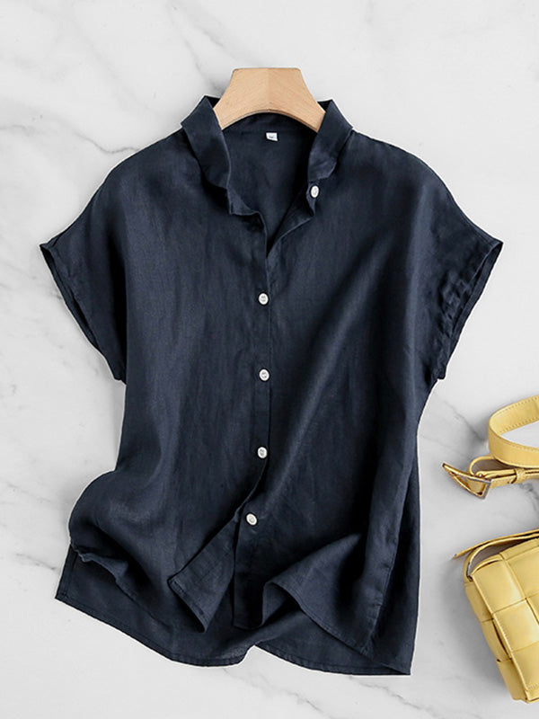 Camisa de manga corta para mujer 100% lino