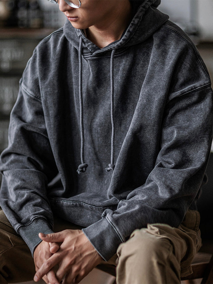 Sudadera oversize con capucha lavada de 14.5 oz para hombre