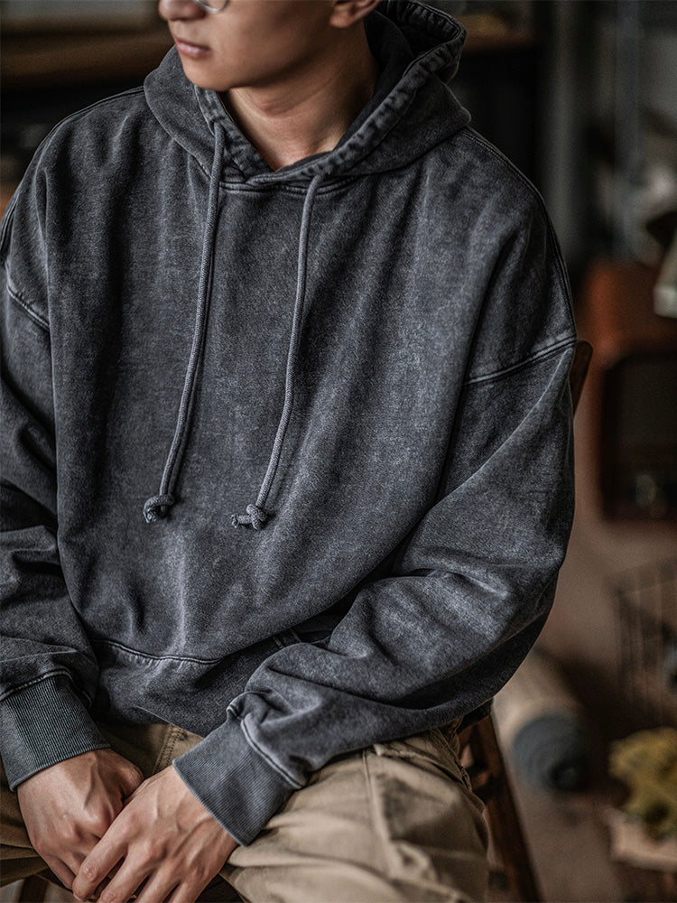 Sudadera oversize con capucha lavada de 14.5 oz para hombre
