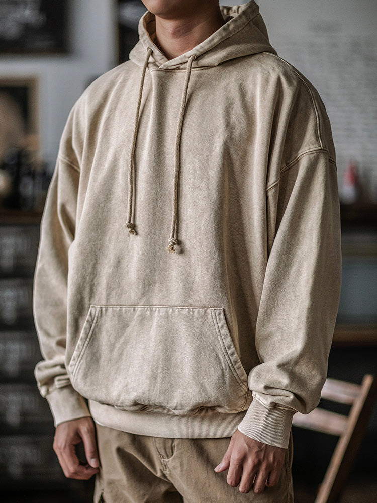 Sudadera oversize con capucha lavada de 14.5 oz para hombre