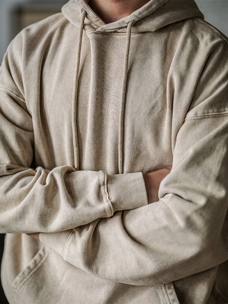 Sudadera oversize con capucha lavada de 14.5 oz para hombre