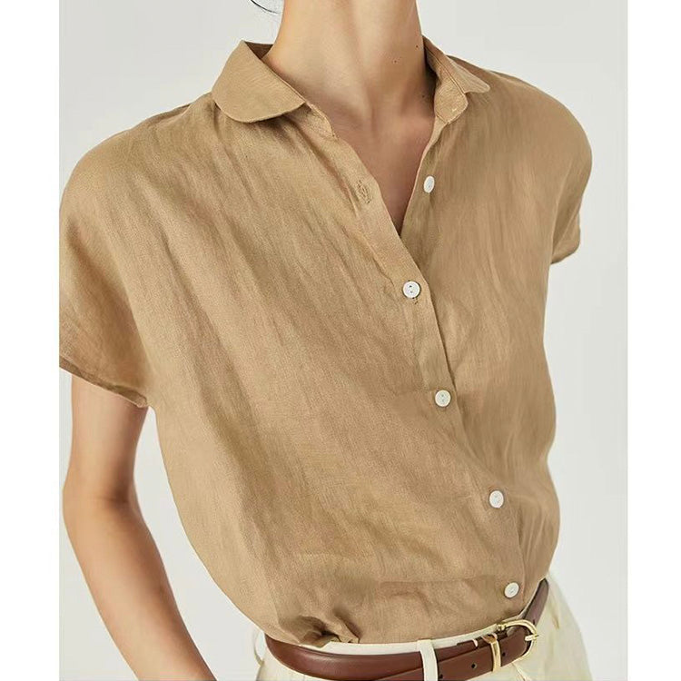 Camisa de manga corta para mujer 100% lino