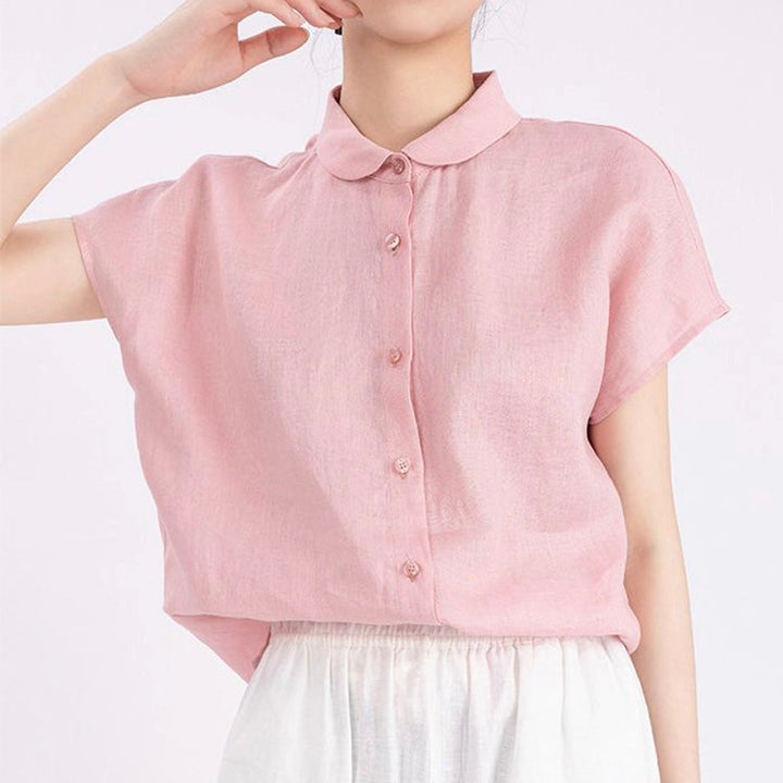 Camisa de manga corta para mujer 100% lino